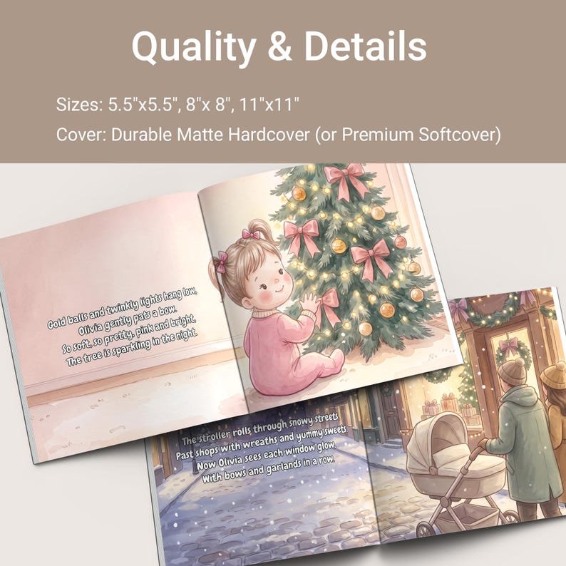Personalized First Christmas Book, Custom Christmas Tree Storybook With Name, Personalized Holiday Gift, Baby Memory Book PBOOK13