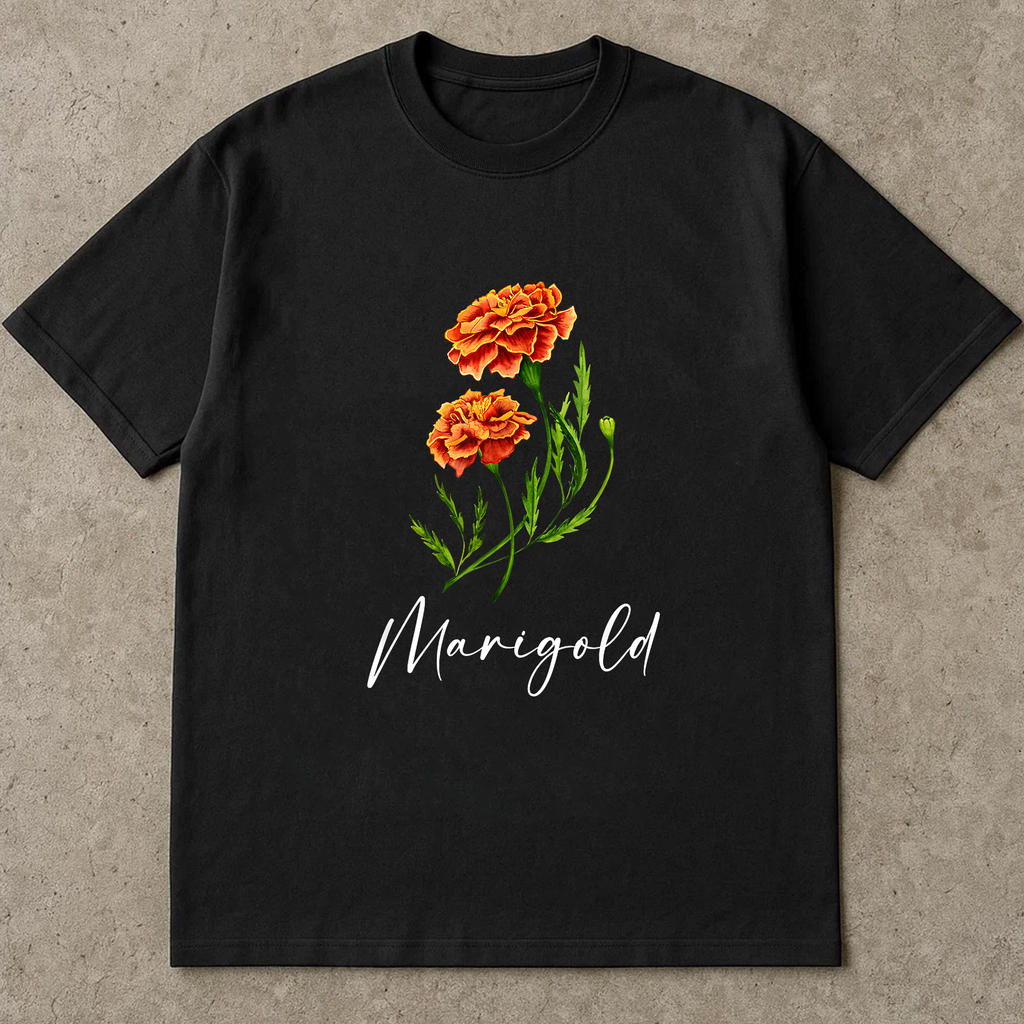 Marigold Flower Shirt, Vintage Floral Graphic Tee, Fall Botanical Shirt, Garden Lover Tee, Autumn Gift Shirt