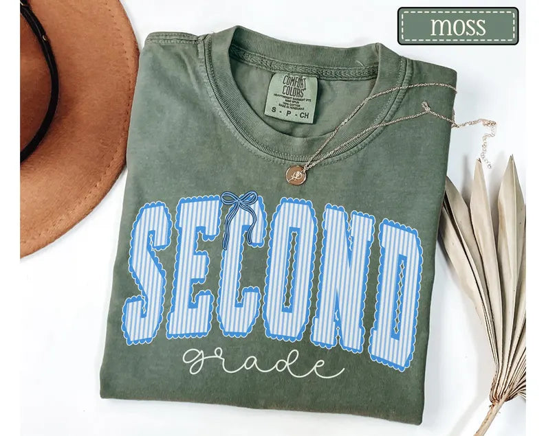 Second Grade Teacher Shirt • Comfort Colors 2nd Grade Teacher Tshirt • Second Grade Back To School Teacher Gift • Striped Seersucker Teacher. SPETAL17