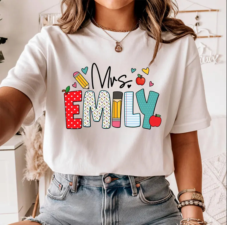 Custom Teacher Shirt, Personalized Teacher Name T-Shirt, Teachers Appreciation Gift, Back to School Shirt, Teacher Team Tee. SPETAL12