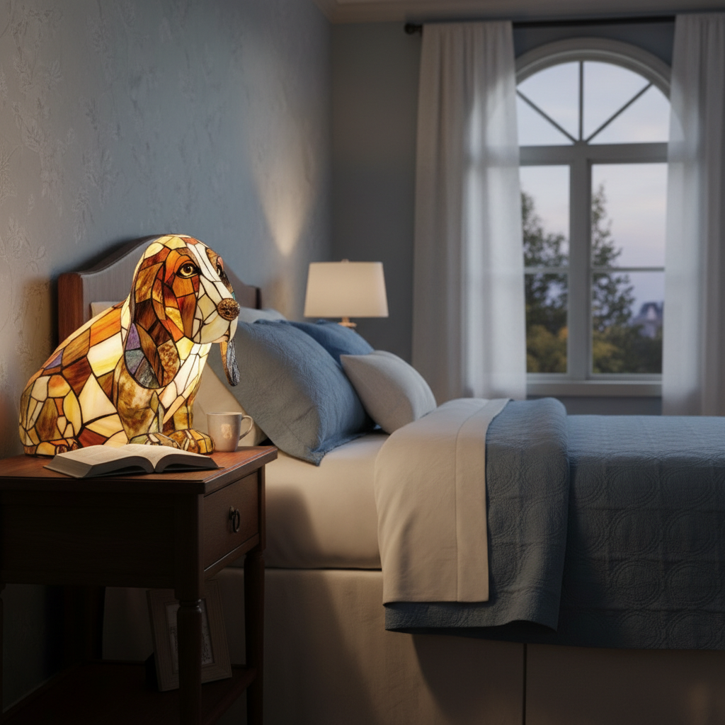 Dog LED Night Light, Acrylic Dog Table Lamp, Artistic Plastic Decor Light, Cozy Bedroom Night Lamp, Cute Pet Lover Gift