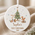 Personalized Baby’s First Christmas Ceramic Ornament 2026 – Woodland Animal Keepsake CERAMIC12