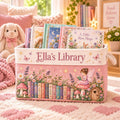 Personalized Fairy Book Basket for Girls, Custom Name Kids Library Storage Bin, Magical Reading Nook Organizer, Princess Nursery Decor BBPETAL23