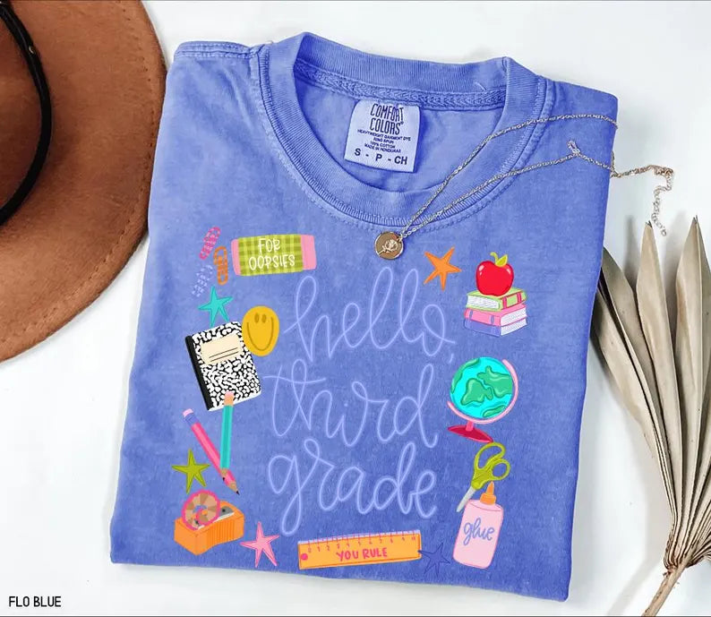 Hello Grade Shirt, Comfort Colors Tee, Back To School Teacher Tee, First Grade Shirt, Cute School Graphic Tee, Teacher Student Shirt, Second. SPETAL14