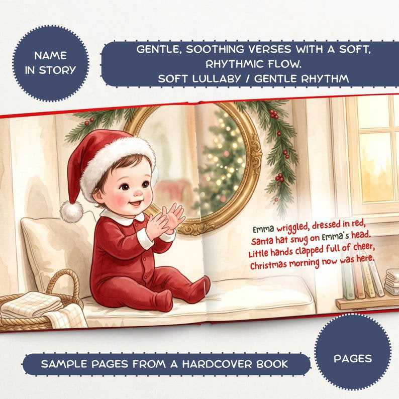 Custom Baby's First Christmas Book, Personalized Storybook for Boys and Girls, Newborn Christmas Gift, Holiday Keepsake PBOOK14