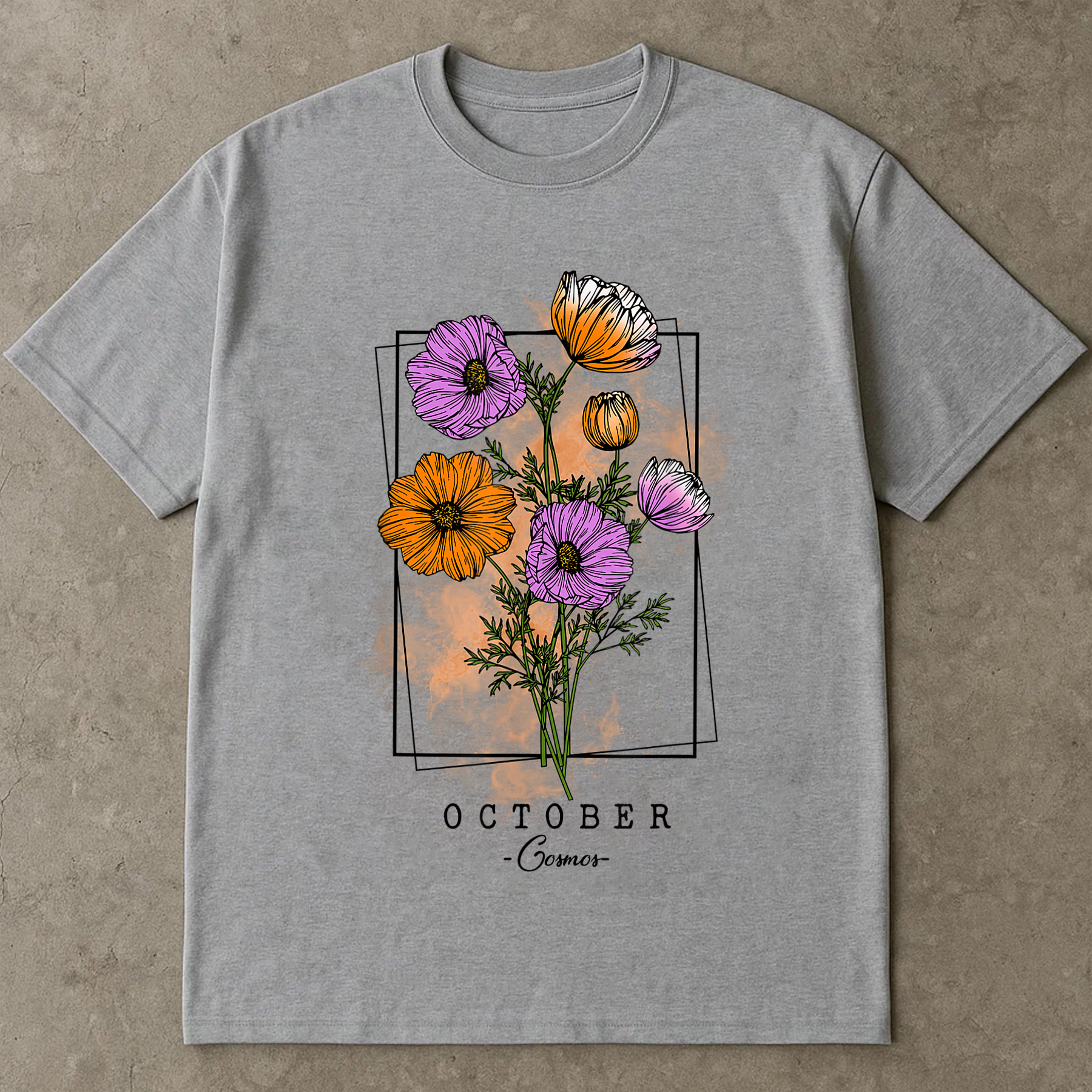 October Birth Flower Shirt, Cosmos Floral Tee, Birth Month Flower Shirt, Personalized Birthday Gift Tee
