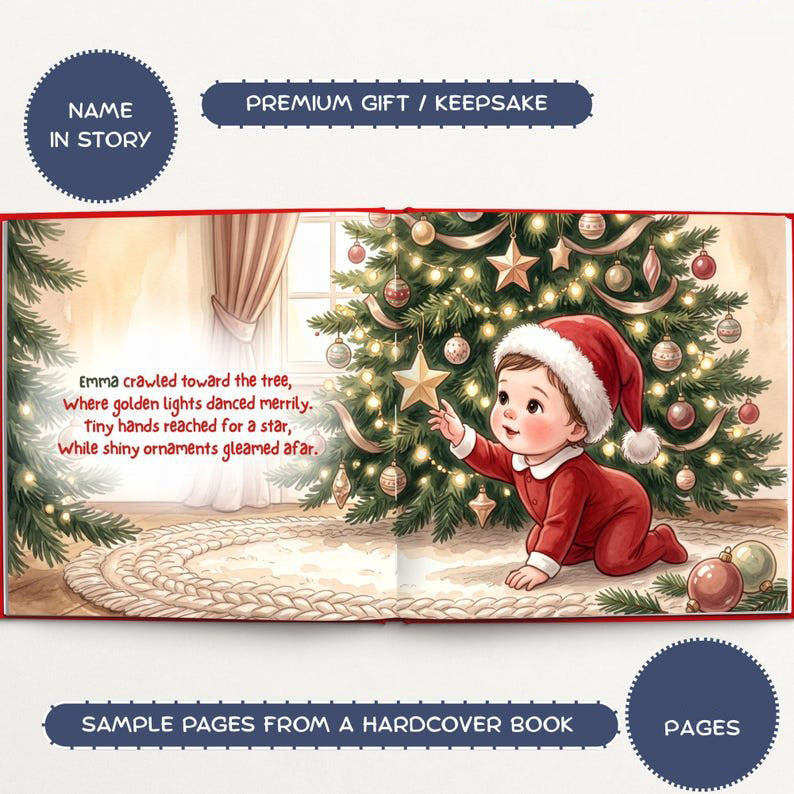 Custom Baby's First Christmas Book, Personalized Storybook for Boys and Girls, Newborn Christmas Gift, Holiday Keepsake PBOOK14