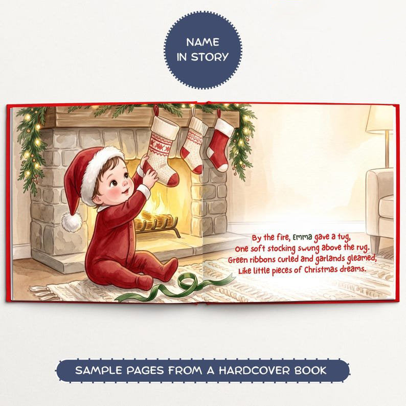 Custom Baby's First Christmas Book, Personalized Storybook for Boys and Girls, Newborn Christmas Gift, Holiday Keepsake PBOOK14