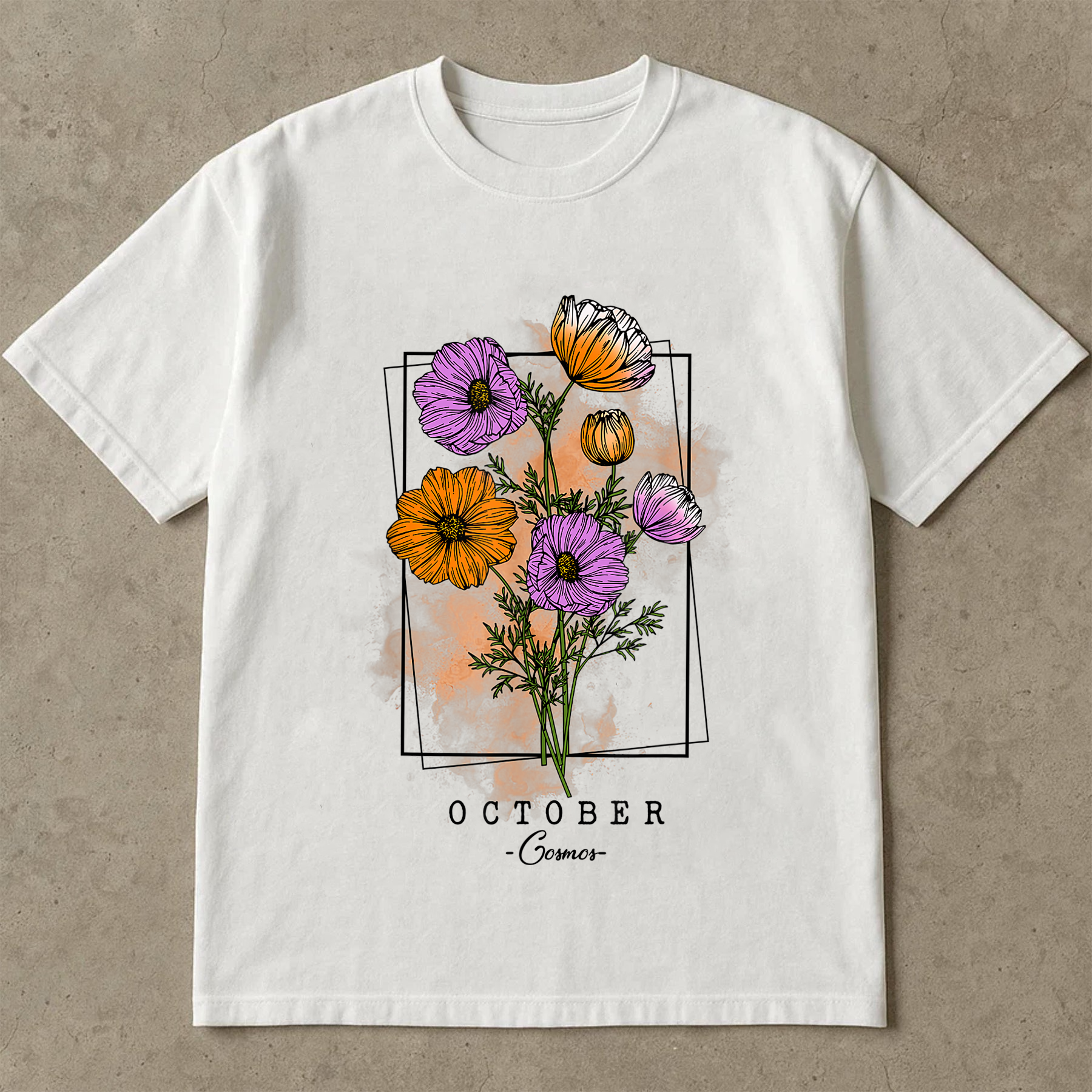 October Birth Flower Shirt, Cosmos Floral Tee, Birth Month Flower Shirt, Personalized Birthday Gift Tee
