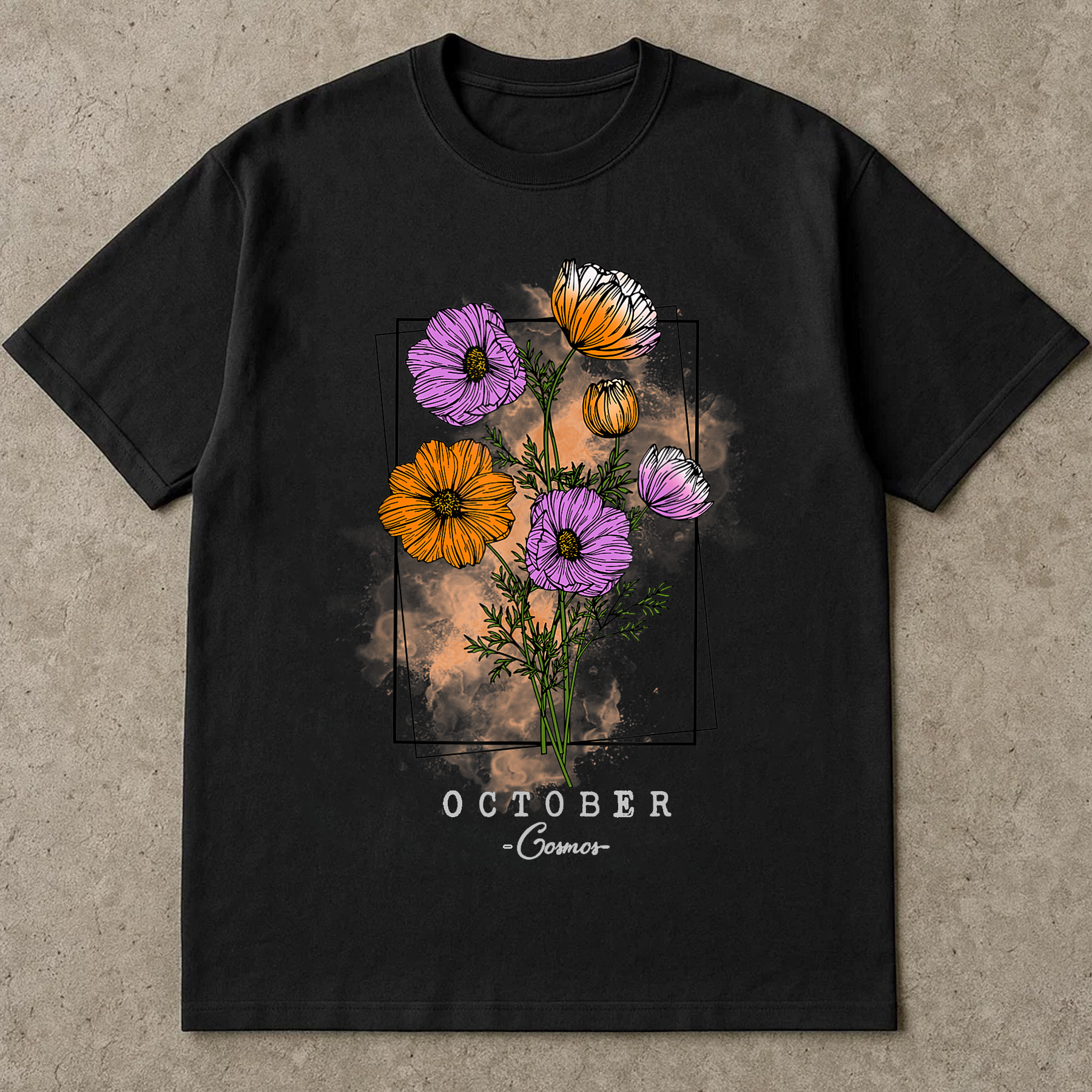October Birth Flower Shirt, Cosmos Floral Tee, Birth Month Flower Shirt, Personalized Birthday Gift Tee