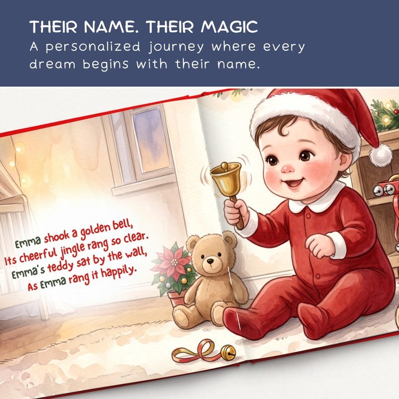 Custom Baby's First Christmas Book, Personalized Storybook for Boys and Girls, Newborn Christmas Gift, Holiday Keepsake PBOOK14