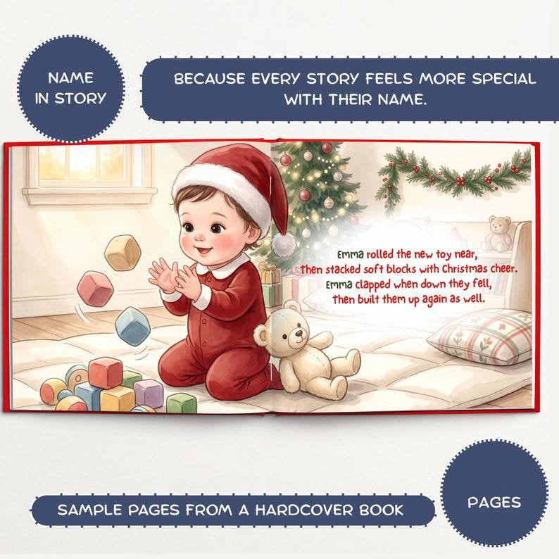 Custom Baby's First Christmas Book, Personalized Storybook for Boys and Girls, Newborn Christmas Gift, Holiday Keepsake PBOOK14
