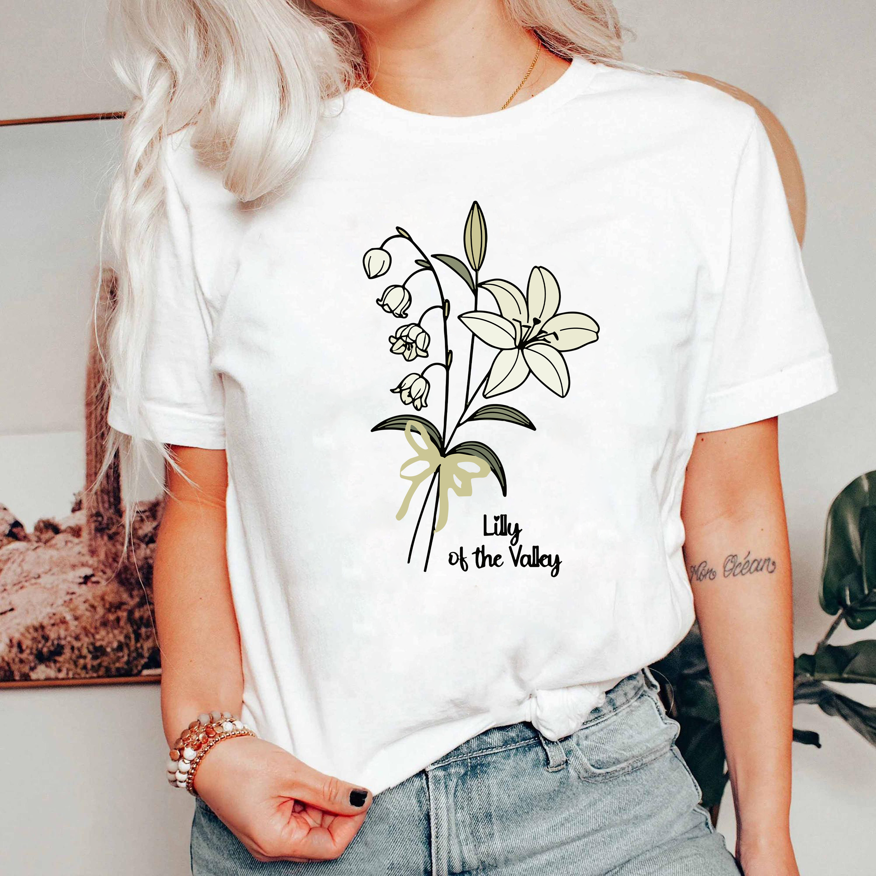 Lily of the Valley Shirt, Minimalist Floral Tee, Botanical Flower T-Shirt, Cottagecore Shirt, Aesthetic Plant Shirt