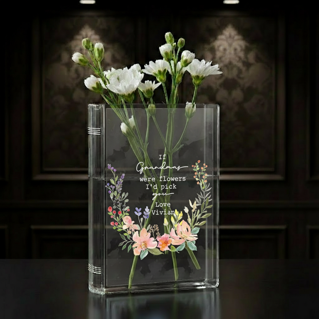 Personalized 'If ... Were Flowers, I’d Pick You' Wildflower Book Vase – Custom Ceramic Vase for Mum, Nana, or Grandma, Gift from Granddaughter