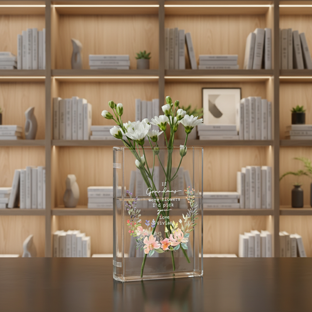 Personalized 'If ... Were Flowers, I’d Pick You' Wildflower Book Vase – Custom Ceramic Vase for Mum, Nana, or Grandma, Gift from Granddaughter