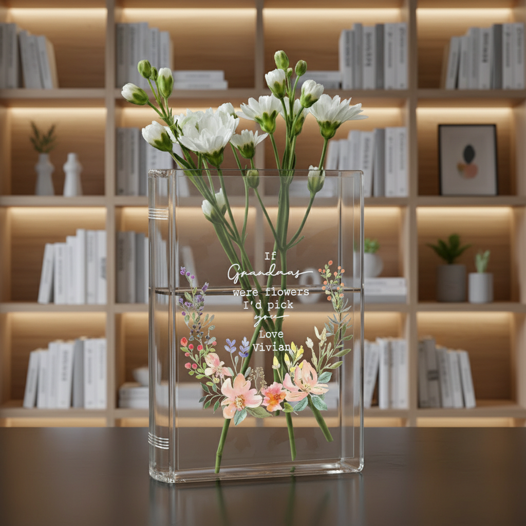 Personalized 'If ... Were Flowers, I’d Pick You' Wildflower Book Vase – Custom Ceramic Vase for Mum, Nana, or Grandma, Gift from Granddaughter