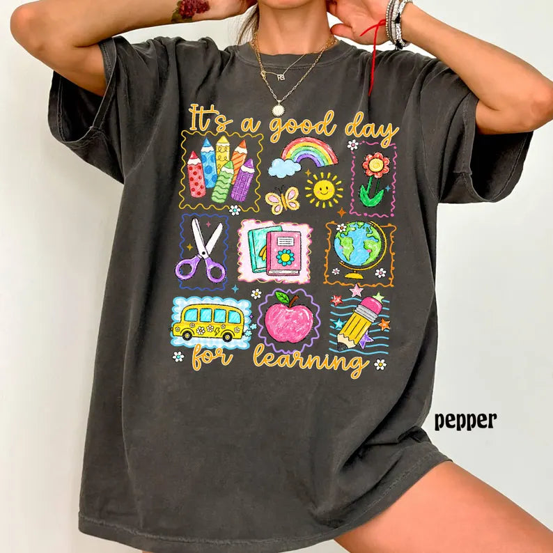 Comfort Colors Teacher Life Shirt, It's a Good Day for Learning, Be Kind TShirt, Back to School Shirt, Team Elementary T-Shirt School Supply. SPETAL1
