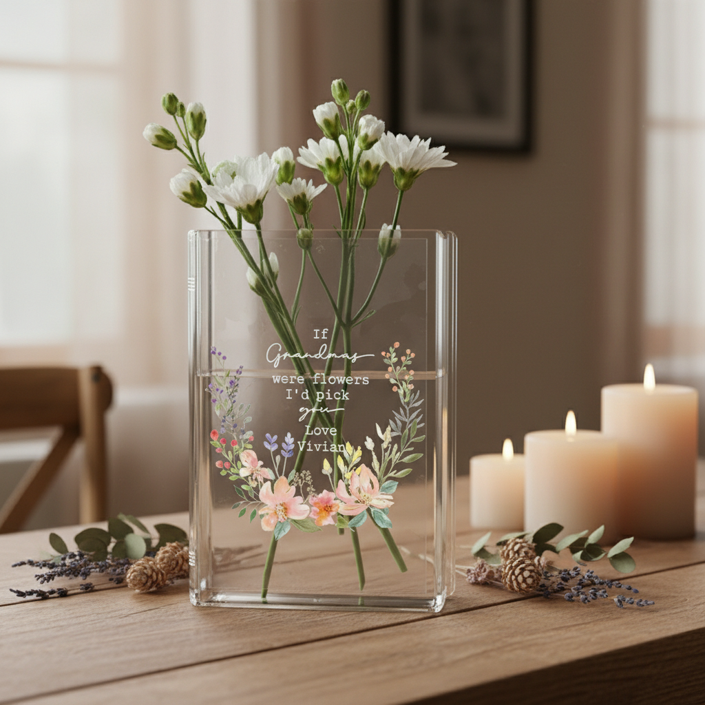 Personalized 'If ... Were Flowers, I’d Pick You' Wildflower Book Vase – Custom Ceramic Vase for Mum, Nana, or Grandma, Gift from Granddaughter