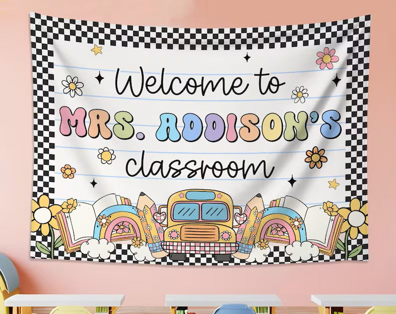 Personalized Classroom Tapestry, Classroom Banner, Classroom Decor, Teacher Tapestry, Welcome Back To School Banner, Gifts For Teacher. CBPETAL19