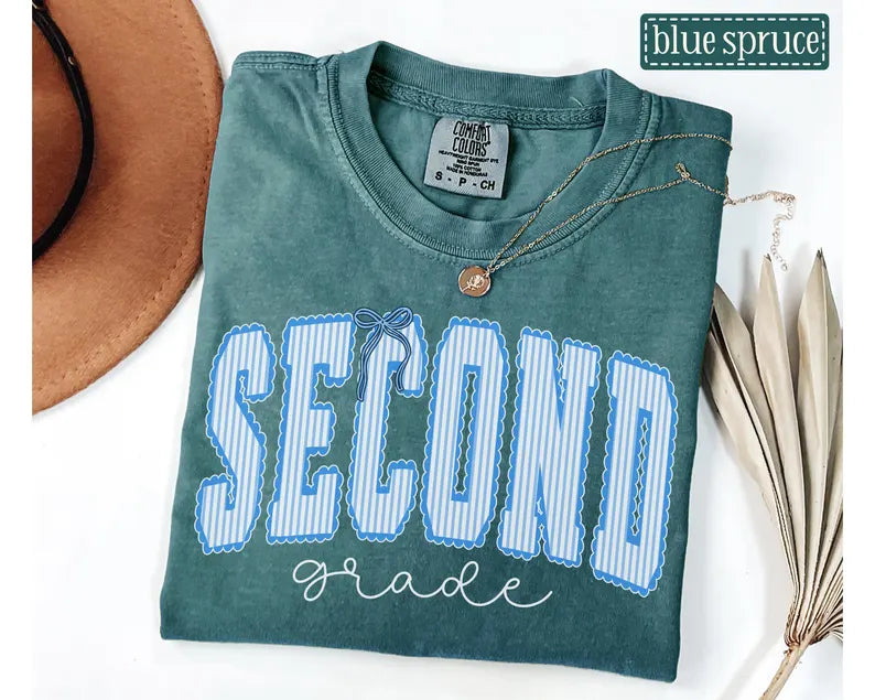 Second Grade Teacher Shirt • Comfort Colors 2nd Grade Teacher Tshirt • Second Grade Back To School Teacher Gift • Striped Seersucker Teacher. SPETAL17