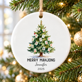 Merry Mahjong Ornament, Personalized Mahjong Christmas Tree Ornament, Mahjong Lover Gift, Ceramic Mahj Holiday Decor Game Night Keepsake CERAMIC13