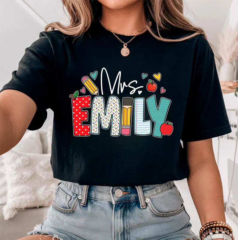 Custom Teacher Shirt, Personalized Teacher Name T-Shirt, Teachers Appreciation Gift, Back to School Shirt, Teacher Team Tee. SPETAL12
