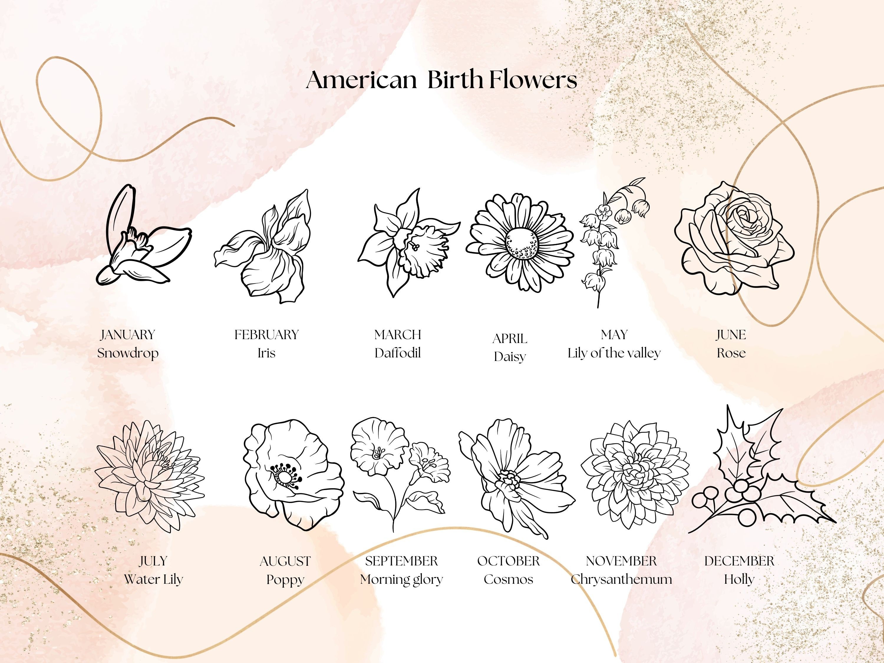 Birth Flower Birthstone Necklace, Women Girl Gift for Wedding, Personalized Gift for Bridesmaids, Handmade Jewelry