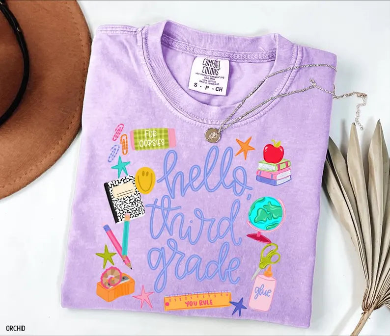 Hello Grade Shirt, Comfort Colors Tee, Back To School Teacher Tee, First Grade Shirt, Cute School Graphic Tee, Teacher Student Shirt, Second. SPETAL14