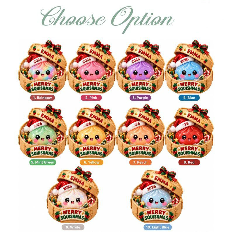 Custom Glitter Dumpling 3D Ornament, Squishy Ornament 2026, Custom Name Squishy Ornament,Christmas Ornaments for Kids, 2026 Xmas Keepsake ACRYLICOR15