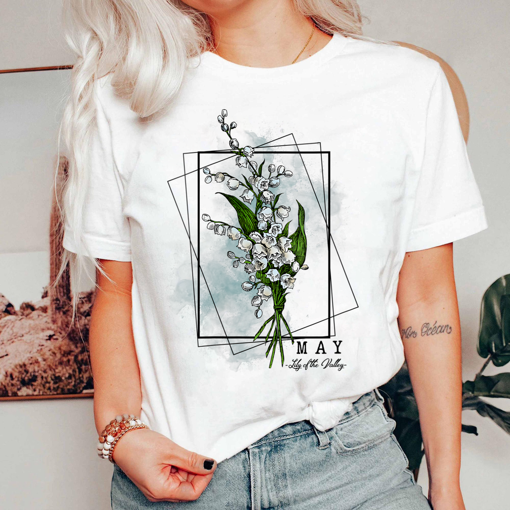May Birth Flower Shirt, Lily of the Valley Tee, Birth Month Floral Shirt, Birthday Gift for Her, Vintage Flower Shirt