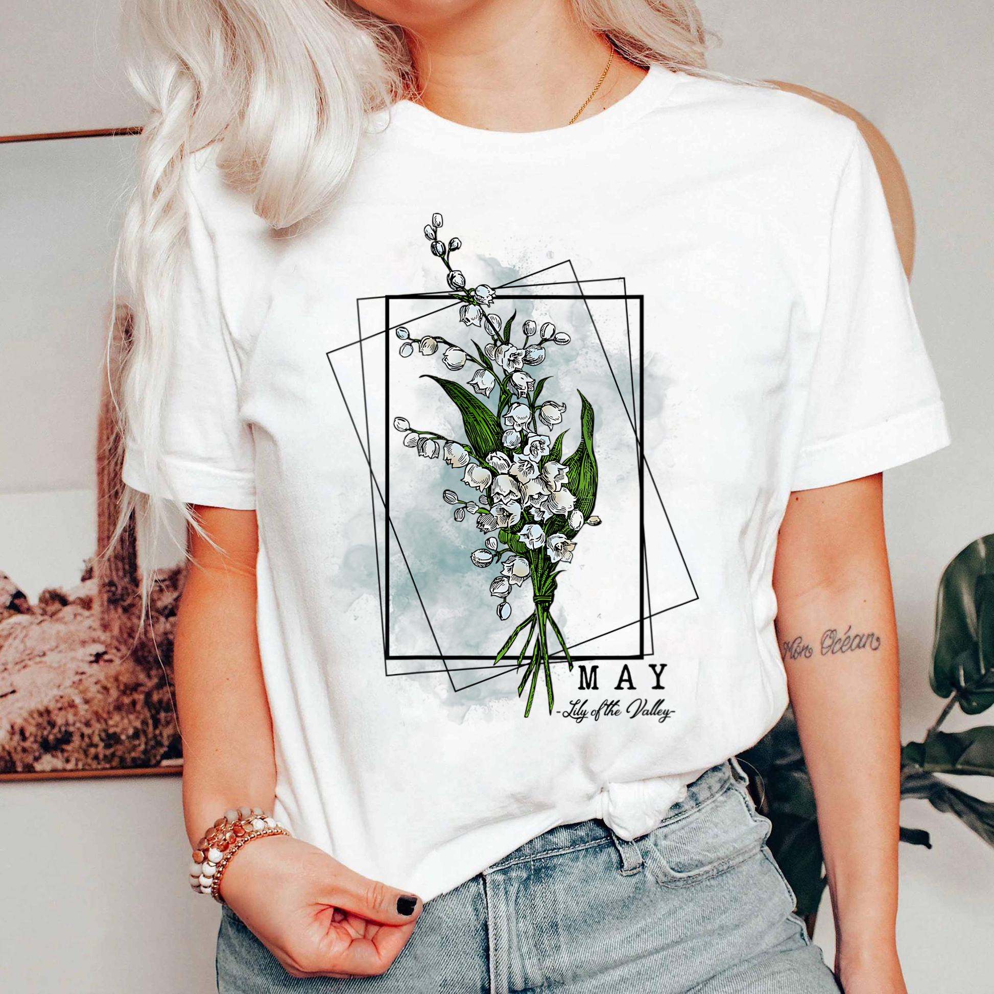 May Birth Flower Shirt, Lily of the Valley Tee, Birth Month Floral Shirt, Birthday Gift for Her, Vintage Flower Shirt