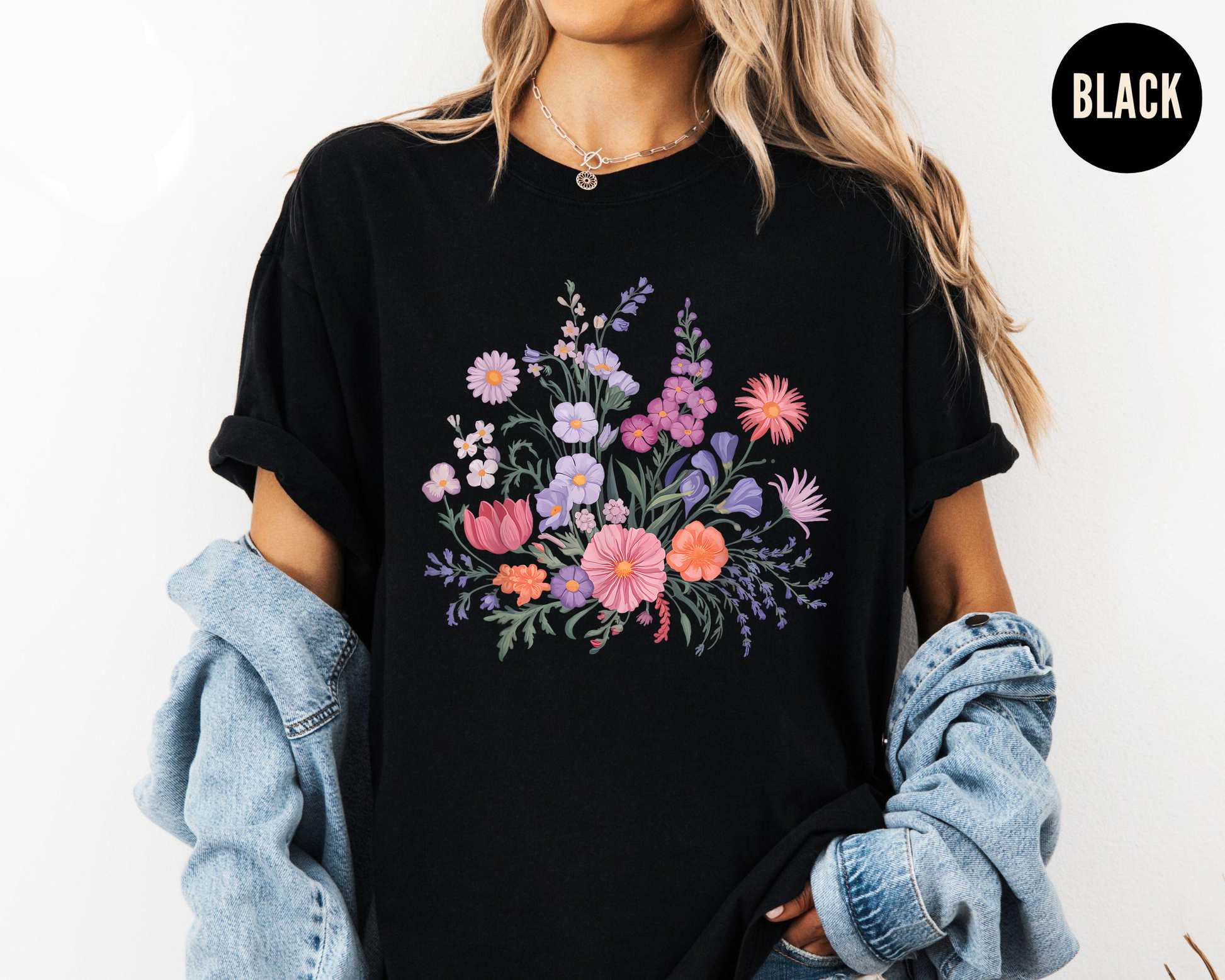 Pastel Flower Shirt, Wildflower Bouquet Tee, Cottagecore Floral Shirt, Spring Botanical T-Shirt, Garden Lover Gift Shirt