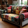Personalized Vintage Pet Paw Quilted Sofa Cover, Paws Sofa Cover, Patchwork Couch Throw, Sofa Protector, Holiday Sofa Decor QUILTSOFA13