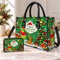 Merry Grinchmas Leather Handbag, Grinch Christmas Leather Tote Bag, Grinch Wallet Purse, Grinch Lover Gift, Christmas Bag GBAG16