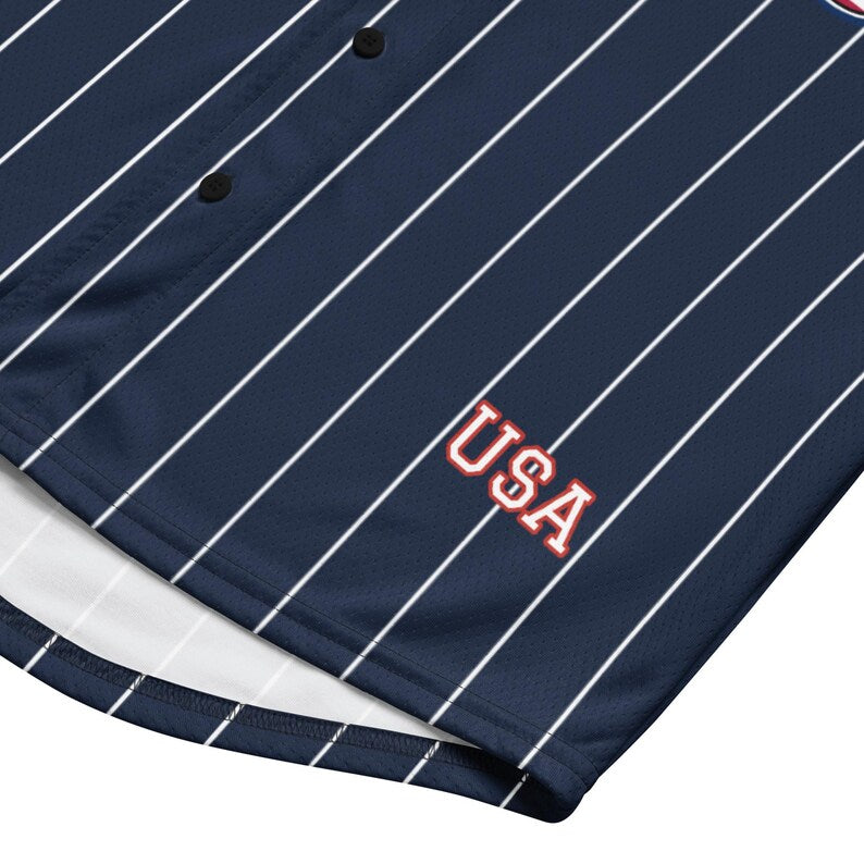 Personalized USA 250th Baseball Jersey, Red White and Blue, Custom Patriotic Shirt, Independence Day Apparel, 4th of July Custom Patriotic Baseball Jersey, 250th USA Name Number Shirt. BJPETAL04