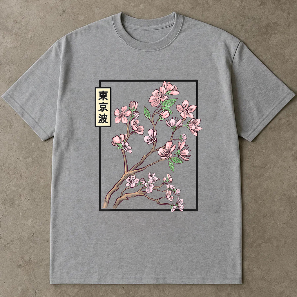 Sakura Blossom Shirt, Japanese Cherry Flower Tee, Tokyo Aesthetic T-Shirt, Anime Style Floral Shirt, Kawaii Japan Tee