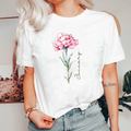 January Birth Flower Shirt, Carnation Floral Tee, Birth Month Shirt Gift, Vintage Flower Shirt, Birthday Gift for Her