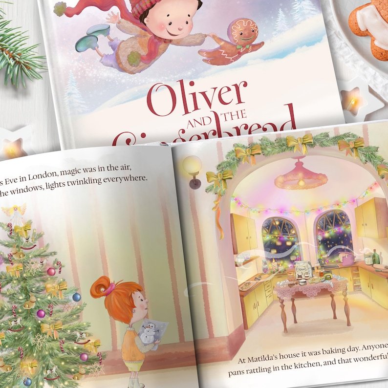 Personalized Gingerbread Man Trip Gift, Personalized Christmas Story Book, Gingerbread Adventure Keepsake PBOOK16