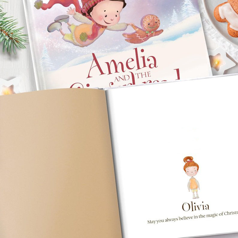 Personalized Gingerbread Man Trip Gift, Personalized Christmas Story Book, Gingerbread Adventure Keepsake PBOOK16