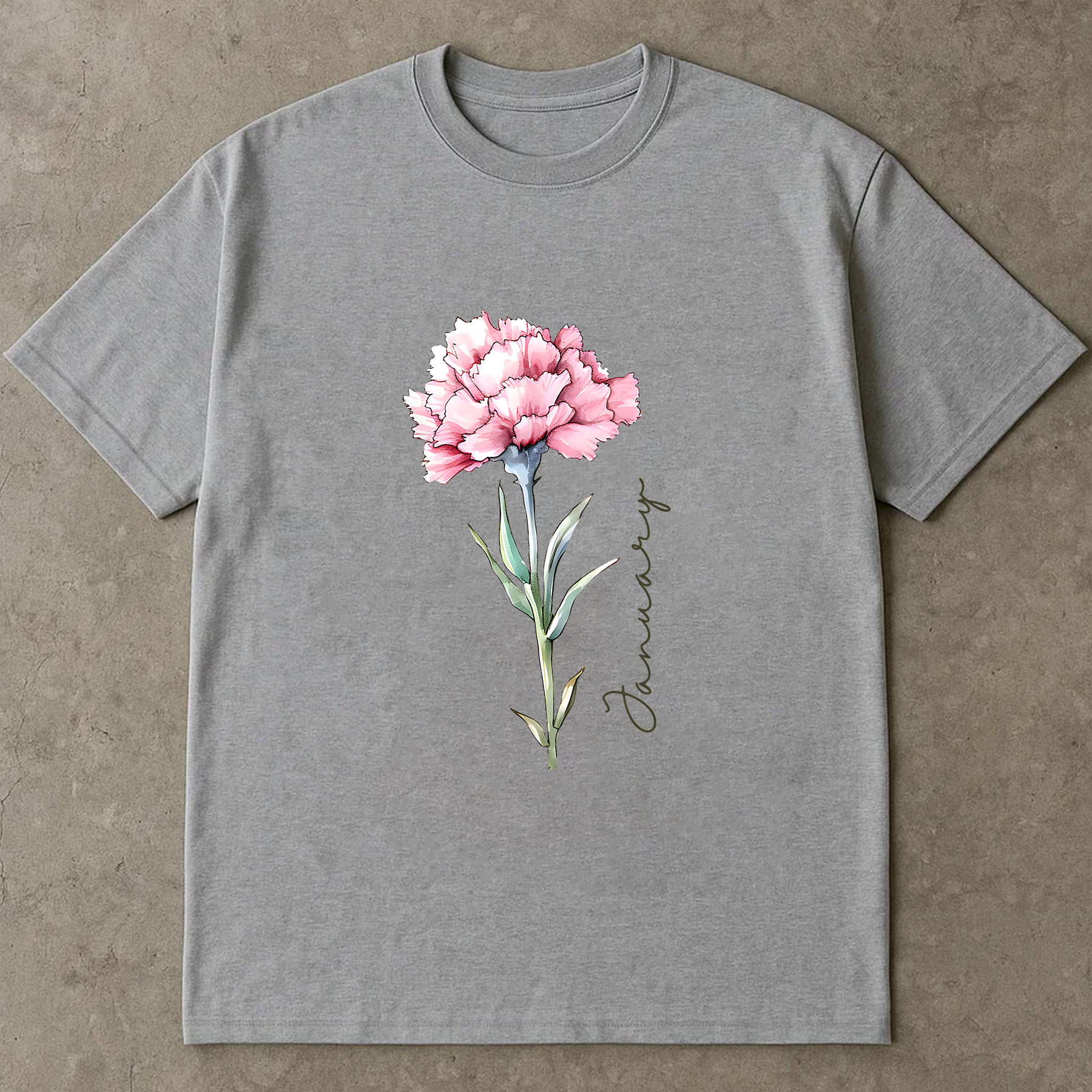 January Birth Flower Shirt, Carnation Floral Tee, Birth Month Shirt Gift, Vintage Flower Shirt, Birthday Gift for Her