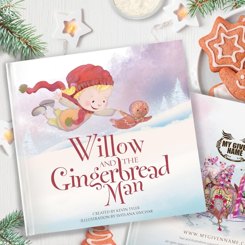Personalized Gingerbread Man Trip Gift, Personalized Christmas Story Book, Gingerbread Adventure Keepsake PBOOK16