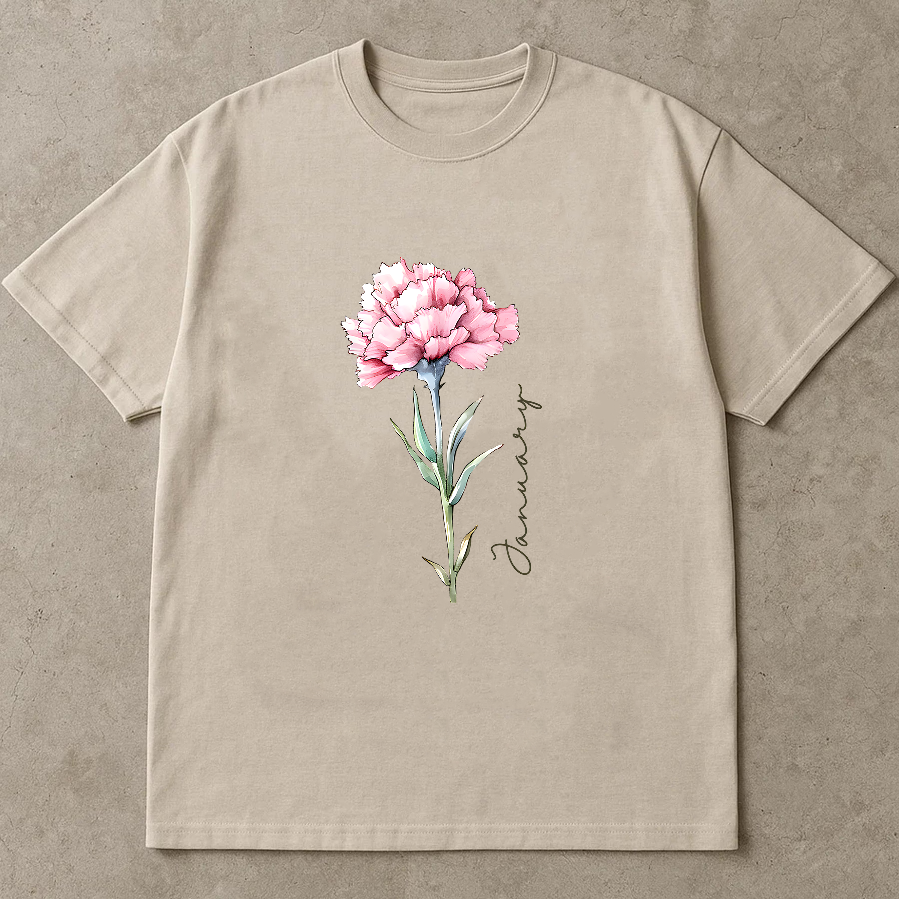 January Birth Flower Shirt, Carnation Floral Tee, Birth Month Shirt Gift, Vintage Flower Shirt, Birthday Gift for Her