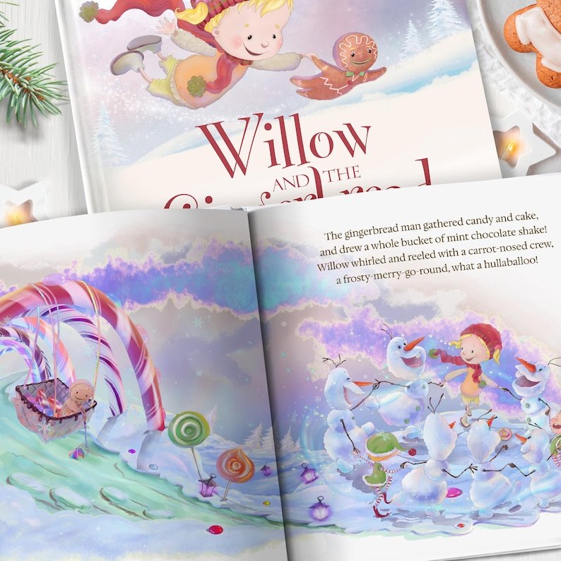 Personalized Gingerbread Man Trip Gift, Personalized Christmas Story Book, Gingerbread Adventure Keepsake PBOOK16