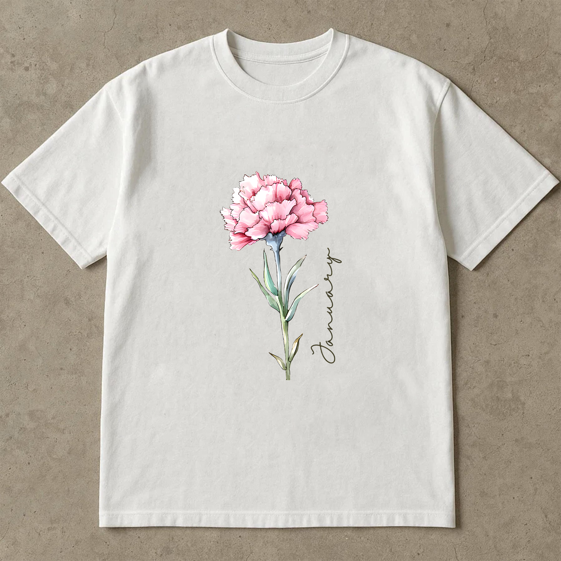 January Birth Flower Shirt, Carnation Floral Tee, Birth Month Shirt Gift, Vintage Flower Shirt, Birthday Gift for Her