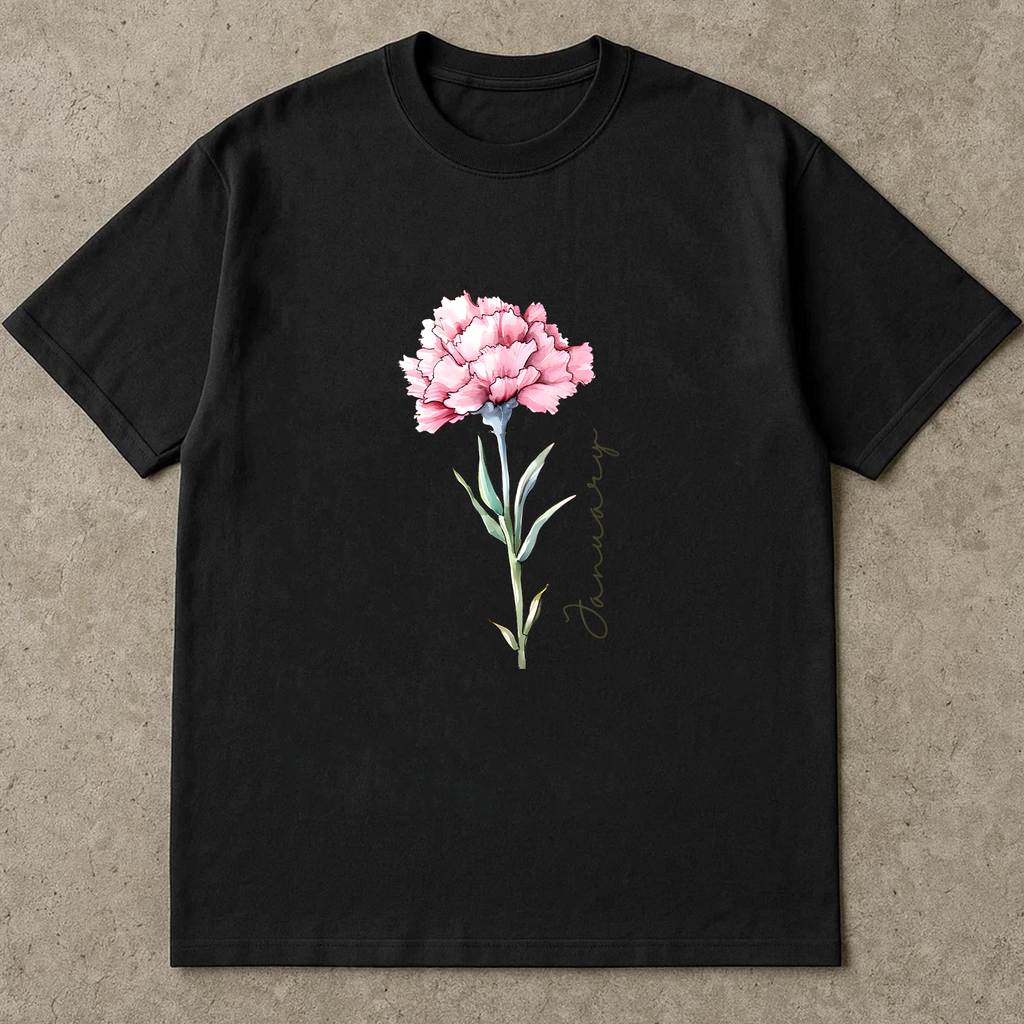 January Birth Flower Shirt, Carnation Floral Tee, Birth Month Shirt Gift, Vintage Flower Shirt, Birthday Gift for Her