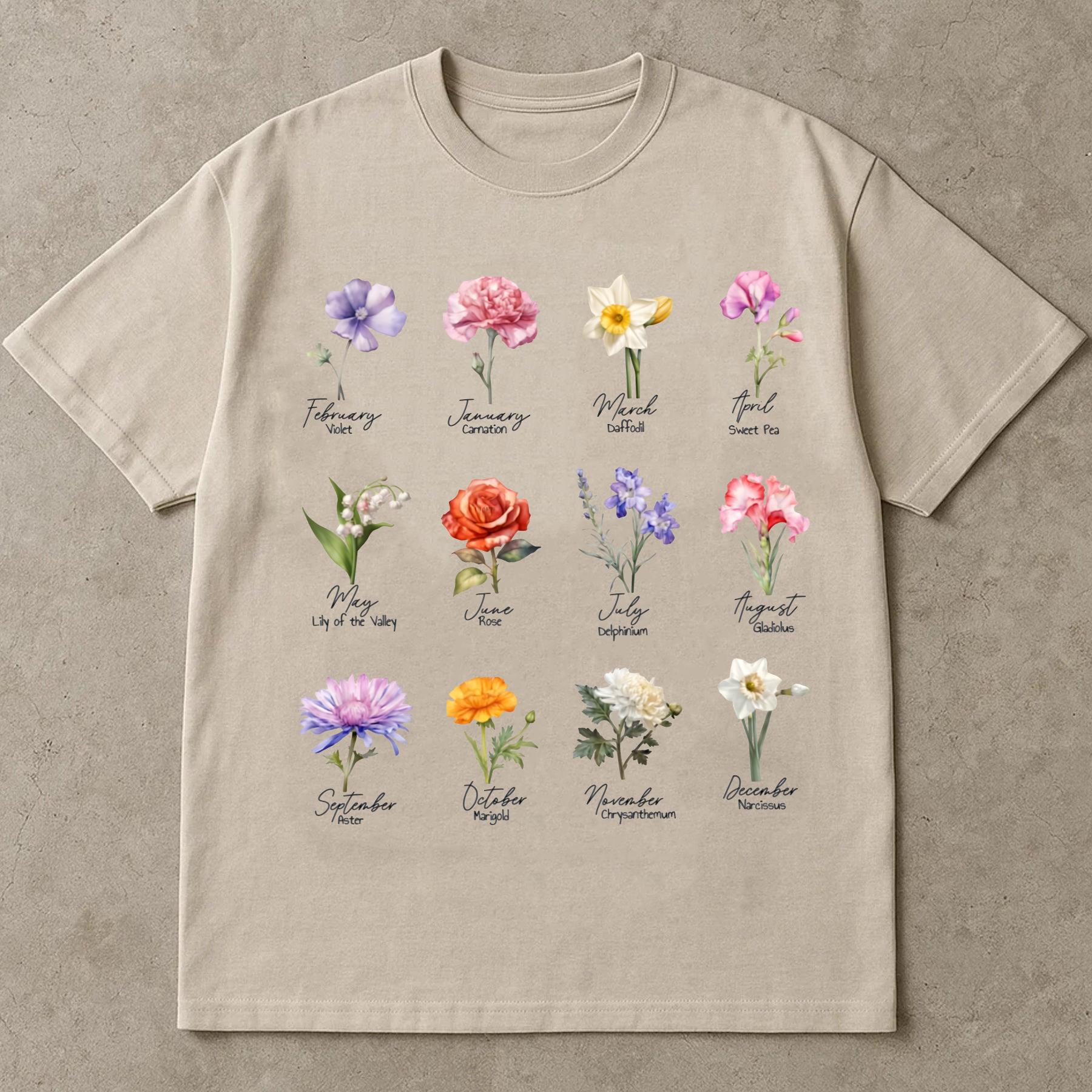 Birth Month Flower Shirt, Personalized Birthday Flower Tee, Monthly Floral Shirt Gift, Botanical Flower T-Shirt, Custom Birthday Gift