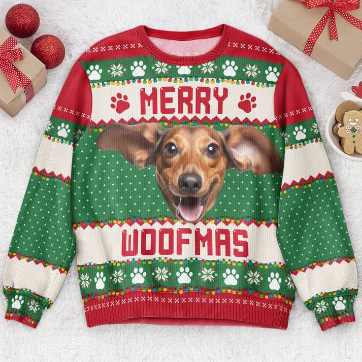 Personalized Pet Photo Ugly Christmas Sweater, Custom Pet Woofmas Shirt, Unisex Kid Adult Sweater, Christmas Party Shirt, Holiday Sweatshirts, Xmas Outfit, Christmas Gift UXMAS17