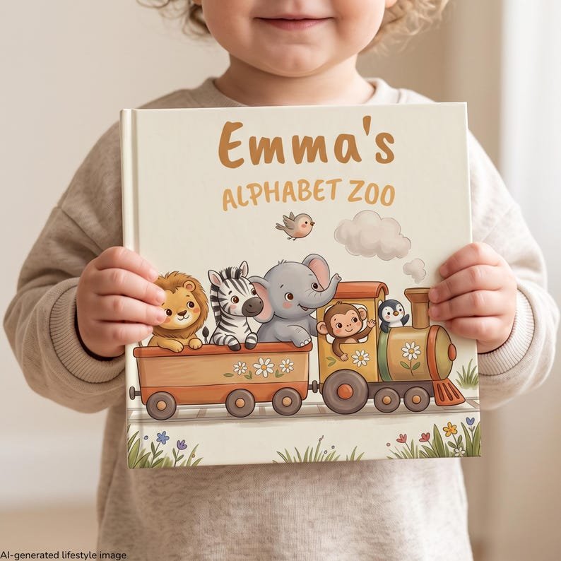 Personalized Alphabet Book for Kids, Custom Name ABC Animal Storybook for Boy or Girl, First Learning Keepsake Gift, Baby Toddler Birthday PBOOK17