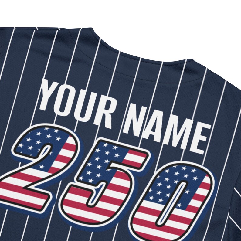 Personalized USA 250th Baseball Jersey, Red White and Blue, Custom Patriotic Shirt, Independence Day Apparel, 4th of July Custom Patriotic Baseball Jersey, 250th USA Name Number Shirt. BJPETAL04