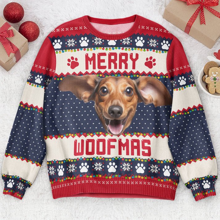 Personalized Pet Photo Ugly Christmas Sweater, Custom Pet Woofmas Shirt, Unisex Kid Adult Sweater, Christmas Party Shirt, Holiday Sweatshirts, Xmas Outfit, Christmas Gift UXMAS17